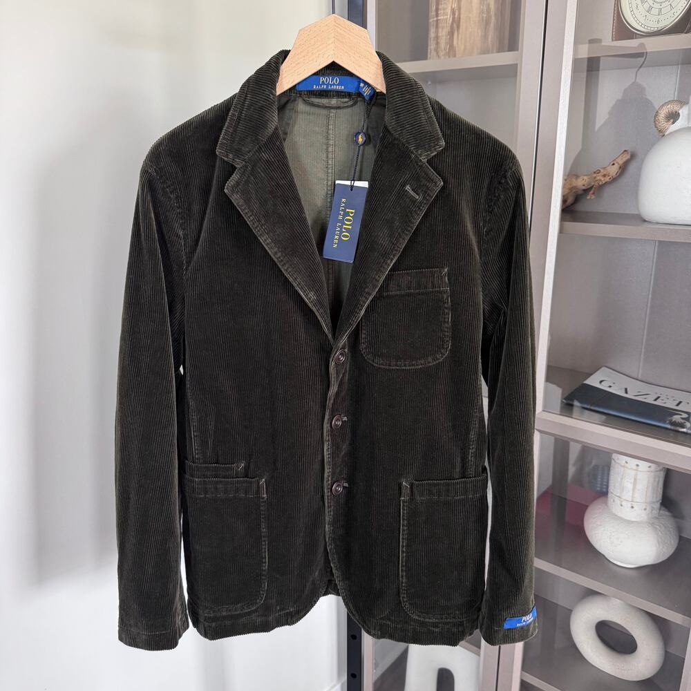 Polo Ralph Lauren Corduroy Stretch Green Modern Fit Jacket 38 NEW Sport Coat